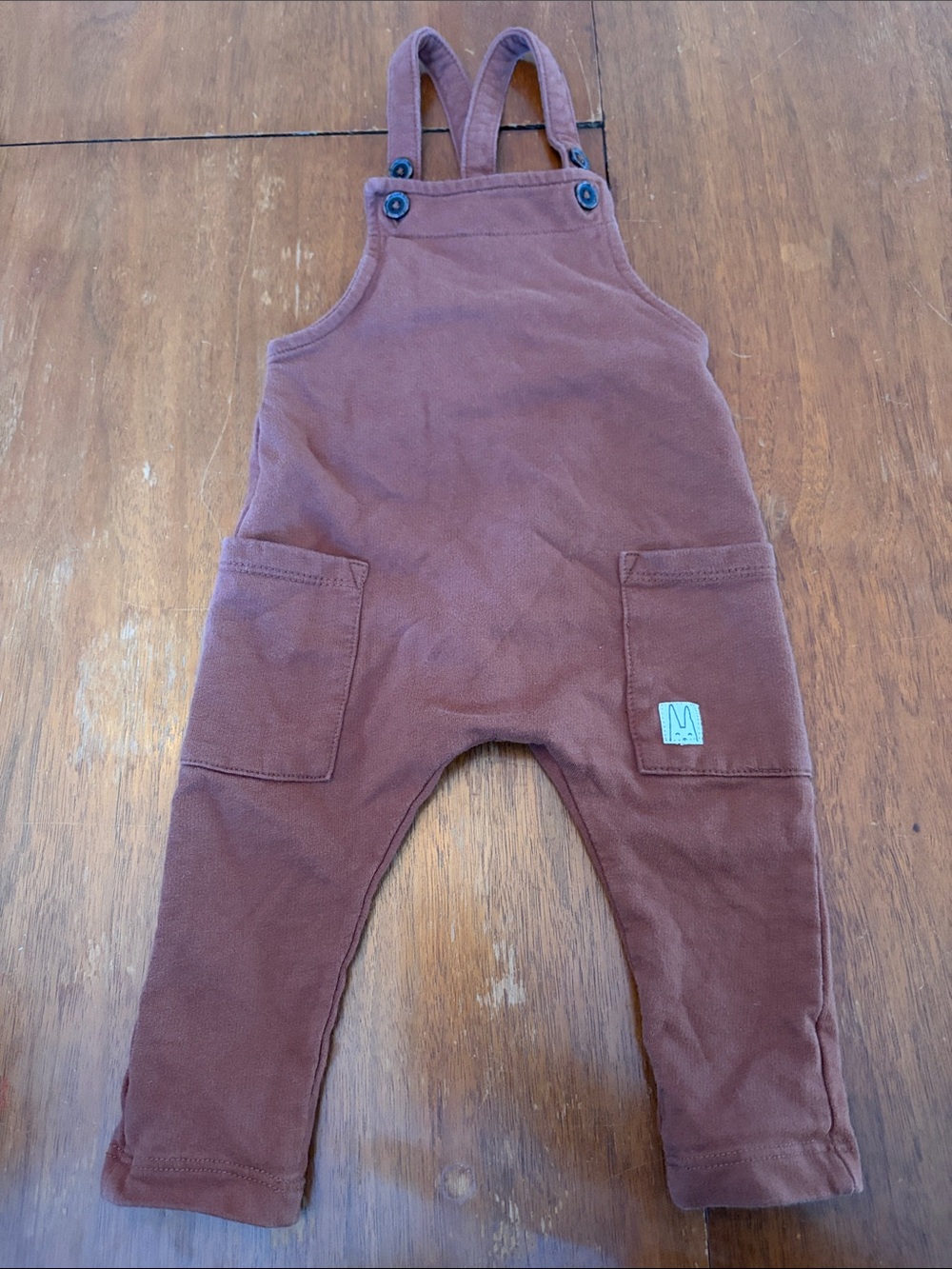 🫐3/$30 Lindex Baby Rust Brown Cotton Overalls with Front Pockets size 2-4m